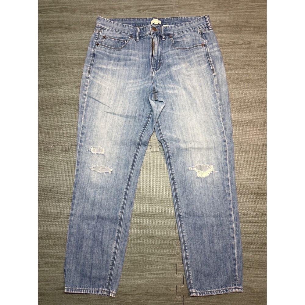 J.Crew Womens Size 30 Distressed Boyfriend Jeans Light Wash Relaxed Straight Leg